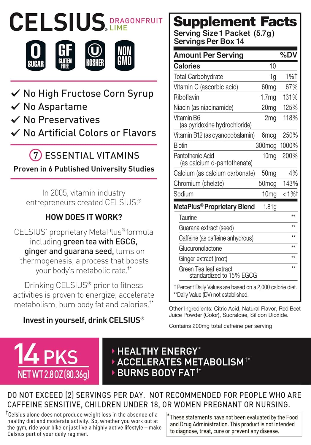 CELSIUS On-the-Go Powder Stick, Combo Pack of Dragonfruit Lime and Cranberry Lemon, 28 Piece Assortment - Image 8